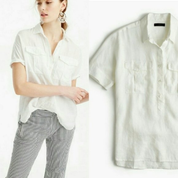 J. Crew Baird McNutt Irish linen popover top sz 8 - Picture 13 of 13